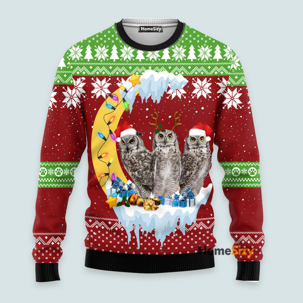 Owl Love Moon Xmas - Christmas Gift For Adults - 3D Ugly Christmas Sweater PN112713
