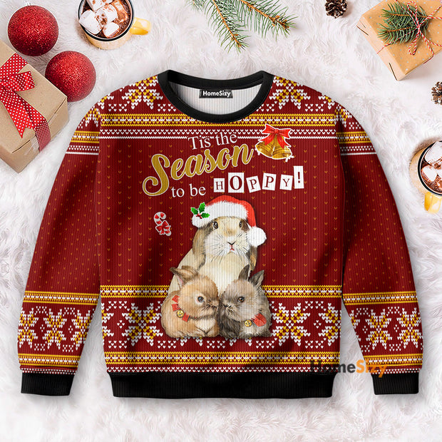 Rabbit Tis The Season To Be Hoppy - Christmas Gift For Adults - 3D Ugly Christmas Sweater QT5112802
