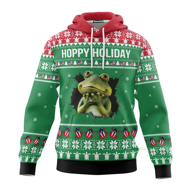 Frog Hoppy Holiday - Christmas Gift For Adults - 3D Hoodie QT309530