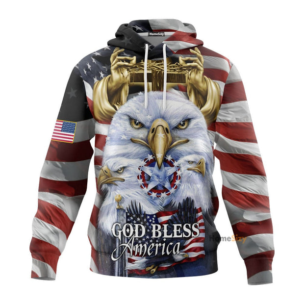 God Bless America White Eagle - 3D Hoodie QT208684