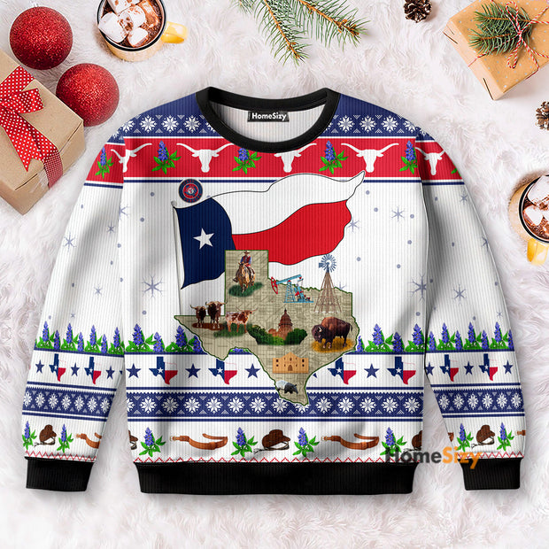 Texas Our Texas Bluebonnet - Christmas Gift For Adults - 3D Ugly Christmas Sweater