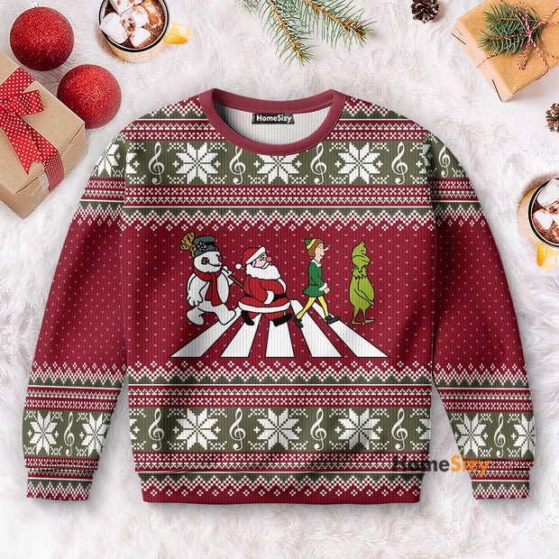 Abbey Road Santa Claus - Christmas Gift For Adults - 3D Ugly Christmas Sweater QT309624