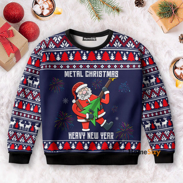 Metal Christmas Heavy New Year - Christmas Gift For Adults - 3D Ugly christmas Sweater