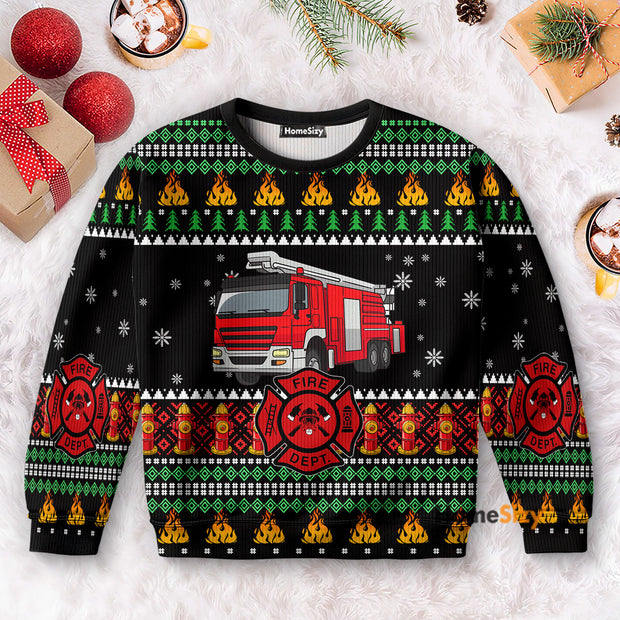 Firefighter Truck - Christmas Gift For Adults - 3D Ugly Christmas Sweater QT309738