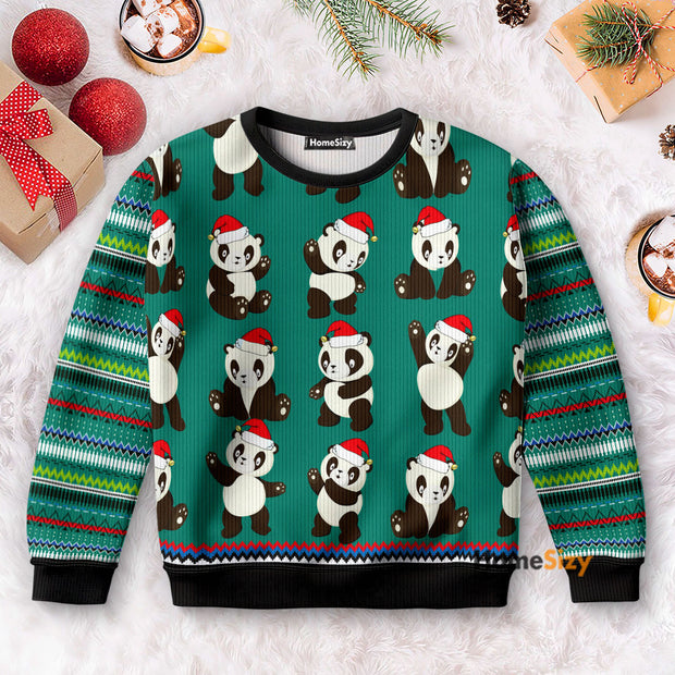 Panda Wearing Christmas Hat - Christmas Gift For Adults - 3D Ugly Christmas Sweater