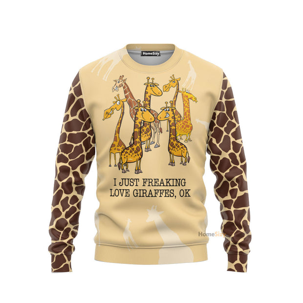 I Just Freaking Love Giraffes Ok - 3D Sweatshirt Ugly Sweater QT309778
