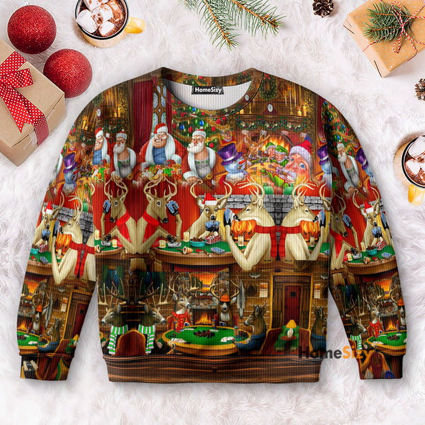 Santa And Friends Play Poker - Christmas Gift For Adults - 3D Sweatshirt QT309798