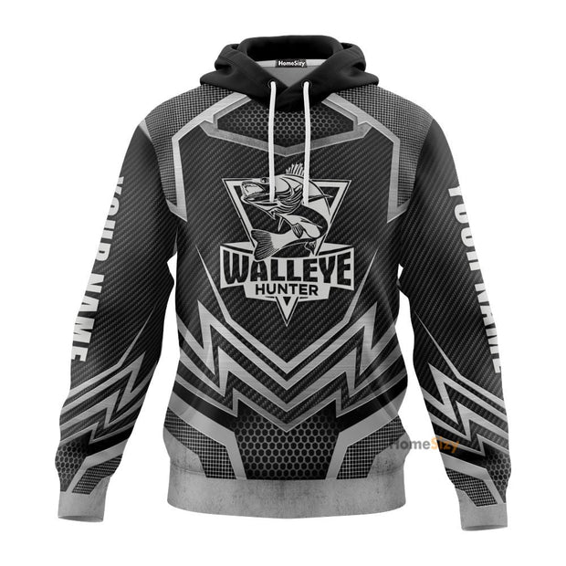 Custom Name Black Walleye Hunter - Personalized 3D Hoodie QT312004