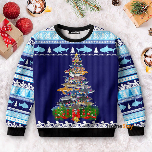Shark Christmas Tree - Christmas Gift For Adults - 3D Ugly Christmas Sweater