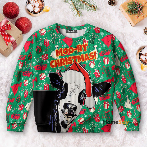 Cow Moory Christmas - Christmas Gift For Adults - 3D Ugly Christmas Sweater