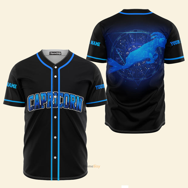 Custom Name Capricorn Zodiac Blue Z11 - Personalized Baseball Jersey
