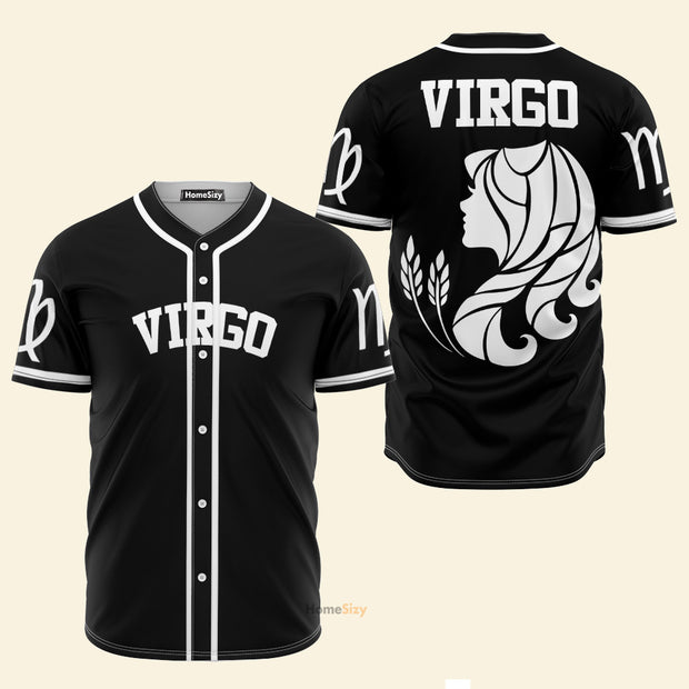 Virgo Zodiac Black And White Z06 - Baseball Jersey