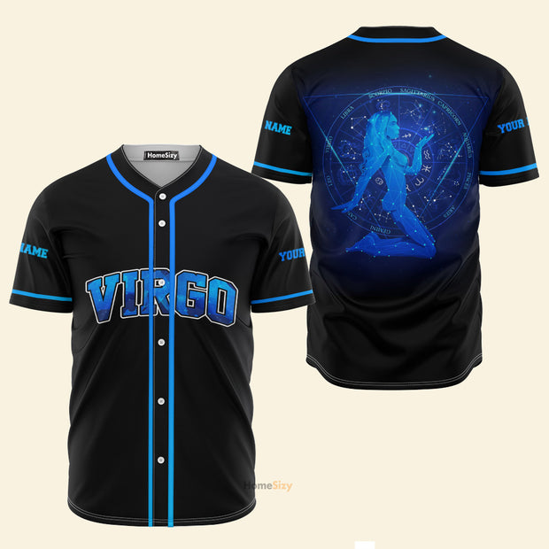 Custom Name Virgo Zodiac Blue Z11 - Personalized Baseball Jersey