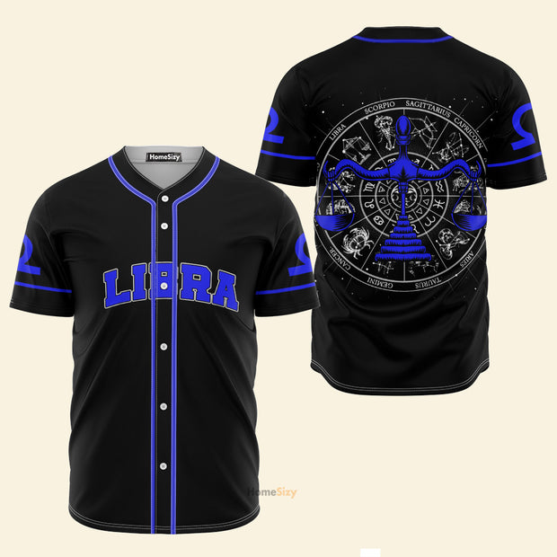 Stunning Libra Zodiac Star Chart Z02 - Baseball Jersey
