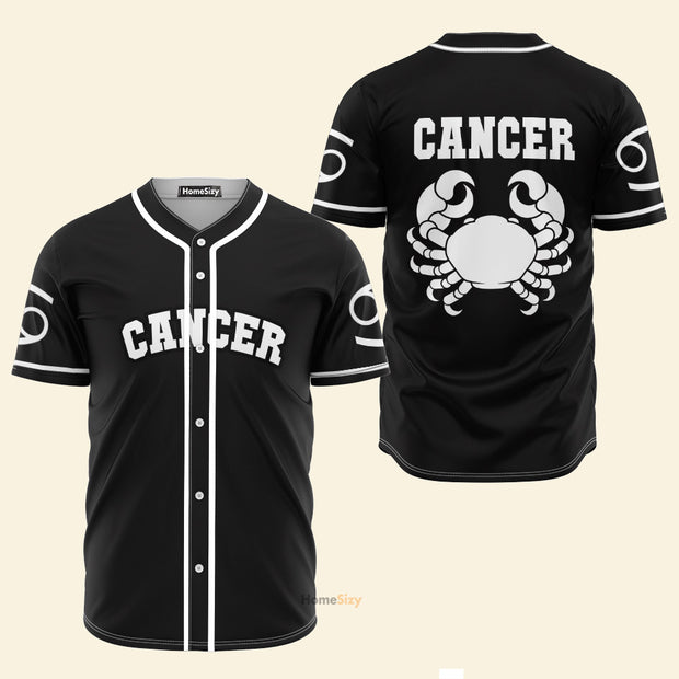 Cancer Zodiac Black And White Z06 - Baseball Jersey