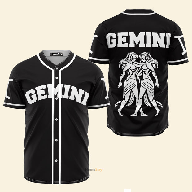 Gemini Zodiac Black And White - Baseball Jersey