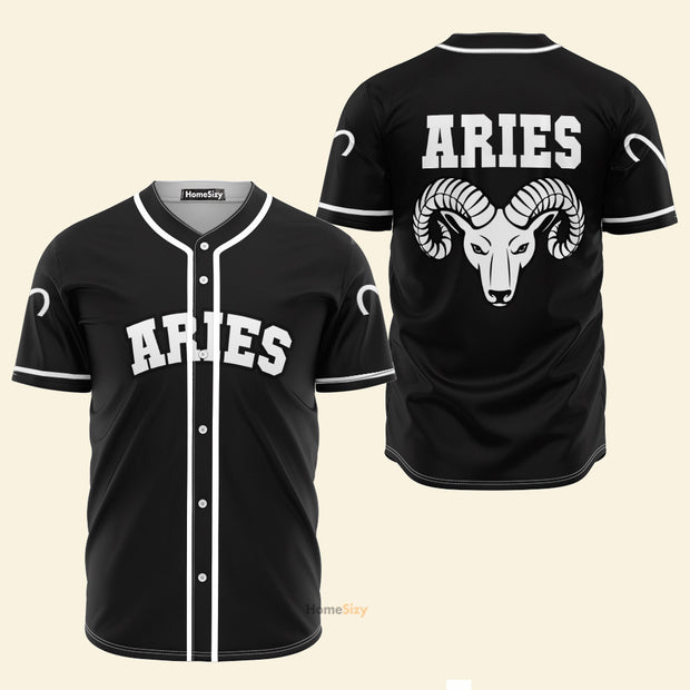Aries Zodiac Black And White Z06 - Baseball Jersey