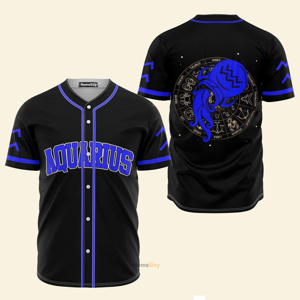 Stunning Aquarius Zodiac Star Chart Z02 - Baseball Jersey