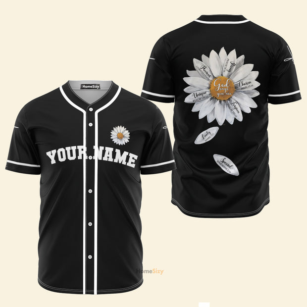 Custom Name Jesus Daisy - Personalized Baseball Jersey