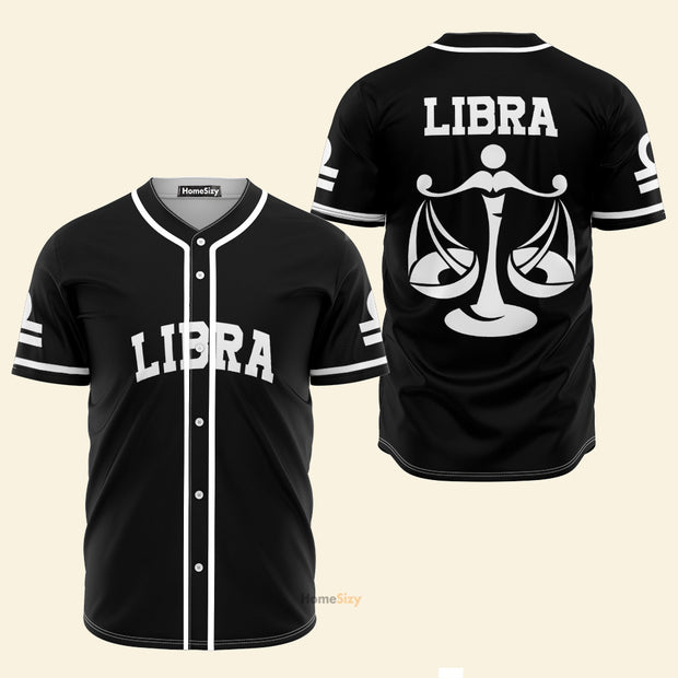 Libra Zodiac Black And White Z06 - Baseball Jersey