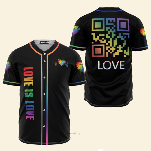 Custom Name LGBT QR Love Is Love - Personalized Baseball Jersey
