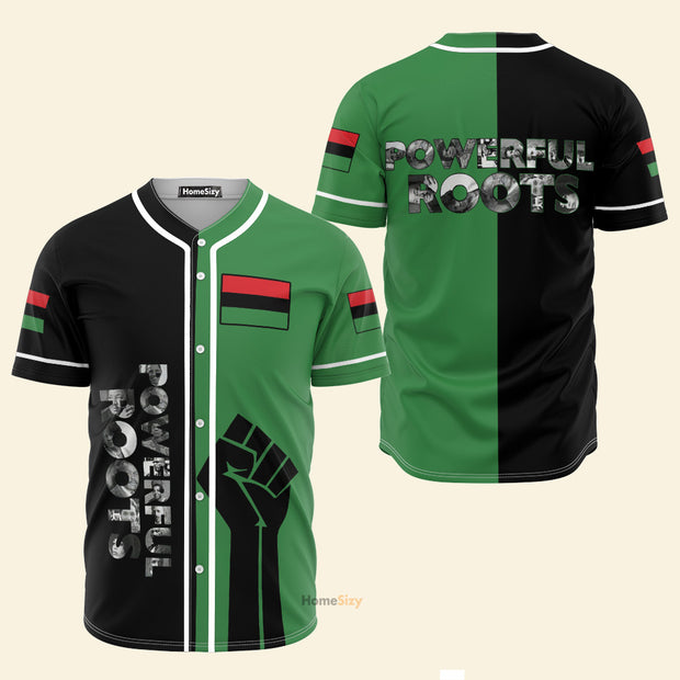 Custom Name Powerful Roots Green - Personalized Baseball Jersey