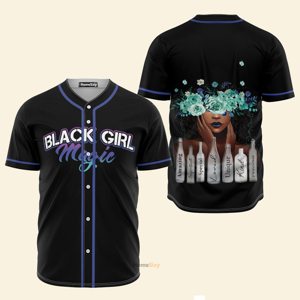 Custom Name Black Girl Magic - Personalized Baseball Jersey