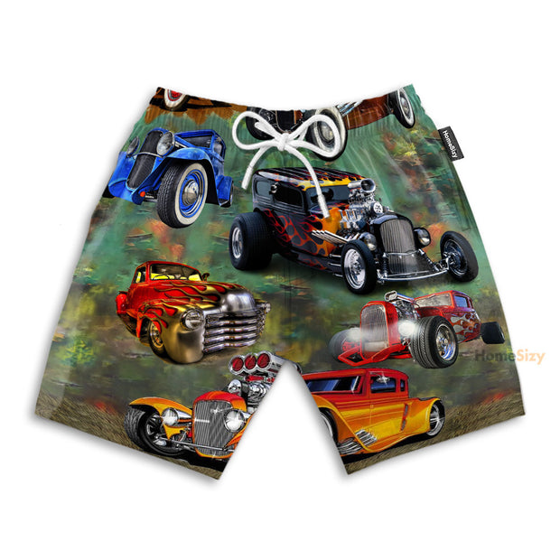 Hot Rod Cars Awesome Vintage Style - Beach Shorts