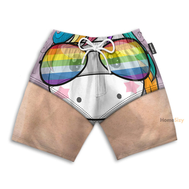 Rainbow Unicorn Swimming Trunks Funny Cosplay Costume - Beach Shorts