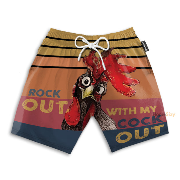 Rock Out With My Cock Out Funny Style - Beach Shorts