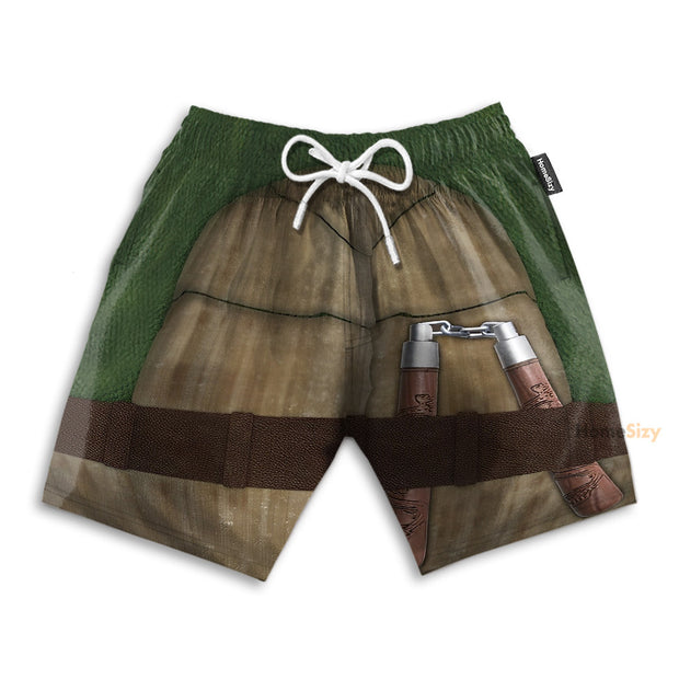 TMNT Michelangelo Mike Mikey Funny Cosplay Costume - Beach Shorts