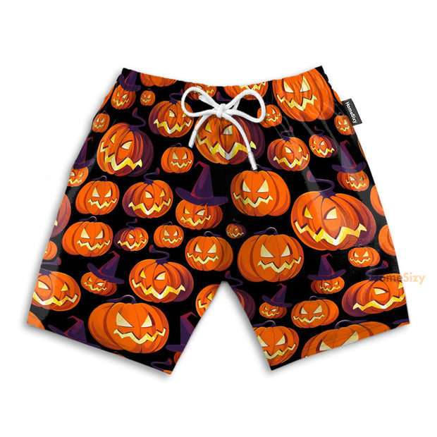 Pumpkin Halloween Pattern Funny Style - Beach Shorts