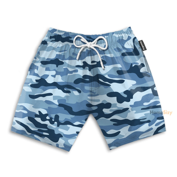 Blue Camouflage Pattern - Beach Shorts