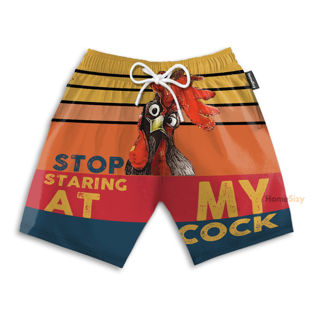 Stop Staring At My Coc Red Funny Style - Beach Shorts