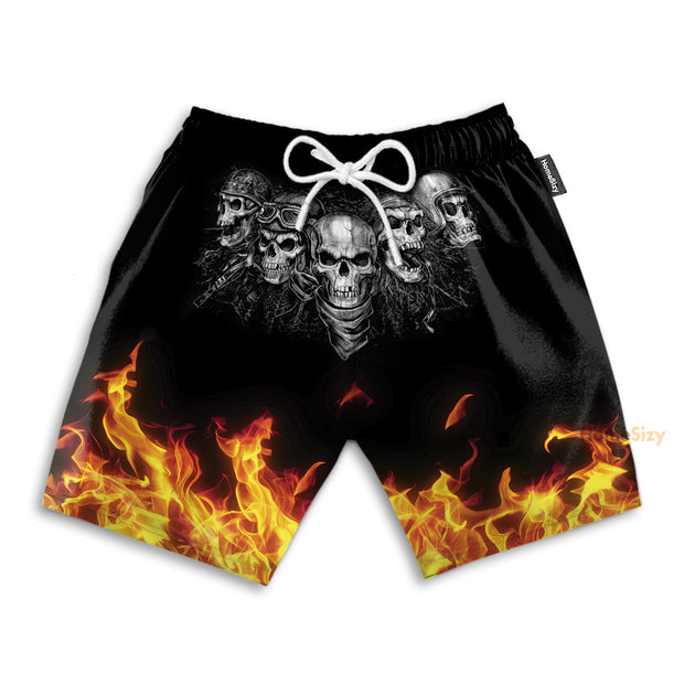 Skull And Flame - Beach Shorts