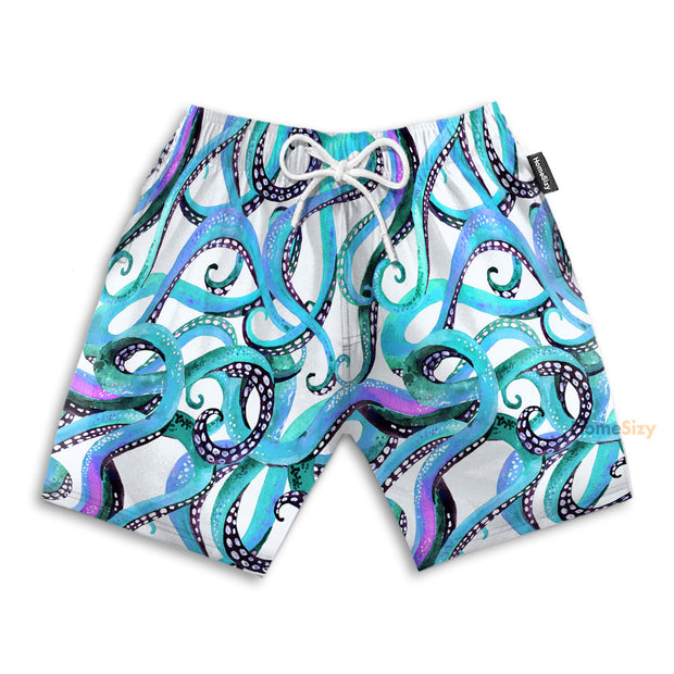 Octopus Tentacles Blue Funny Style - Beach Shorts