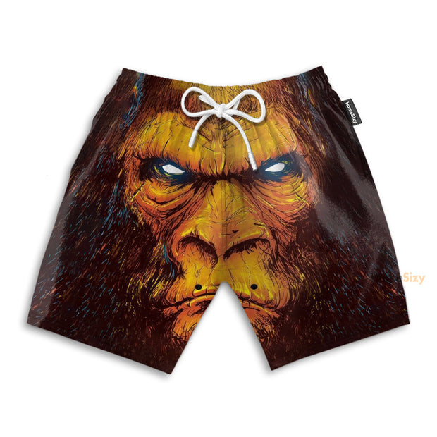 Angry Gorilla Brown Art - Beach Shorts