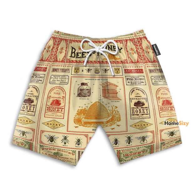 Bee And Honey Vintage Style - Beach Shorts