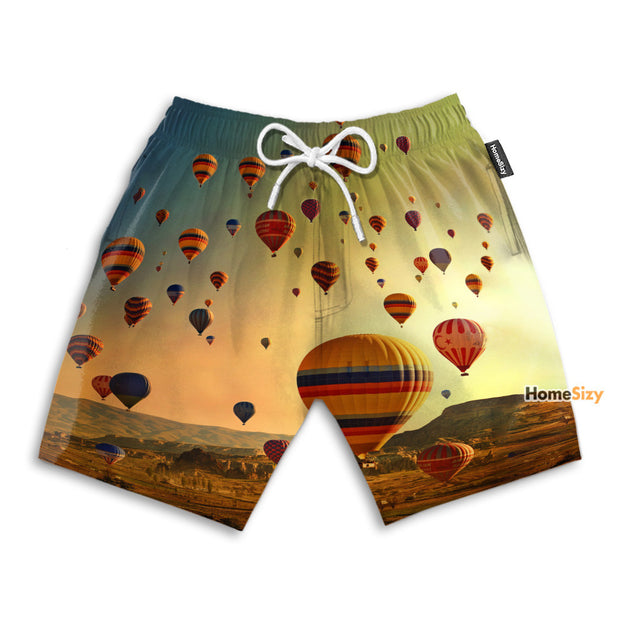 Hot Air Balloon Vintage Style - Beach Shorts