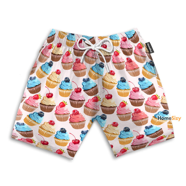 Cupcake Pink Pattern Funny Style - Beach Shorts