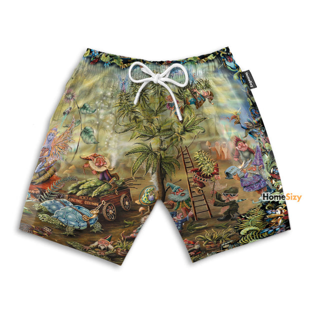 Cannabis Mushroom Hippie Style - Beach Shorts