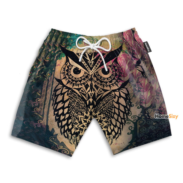 Mandala Owls Tattoo Skin Cosplay Costume - Beach Shorts