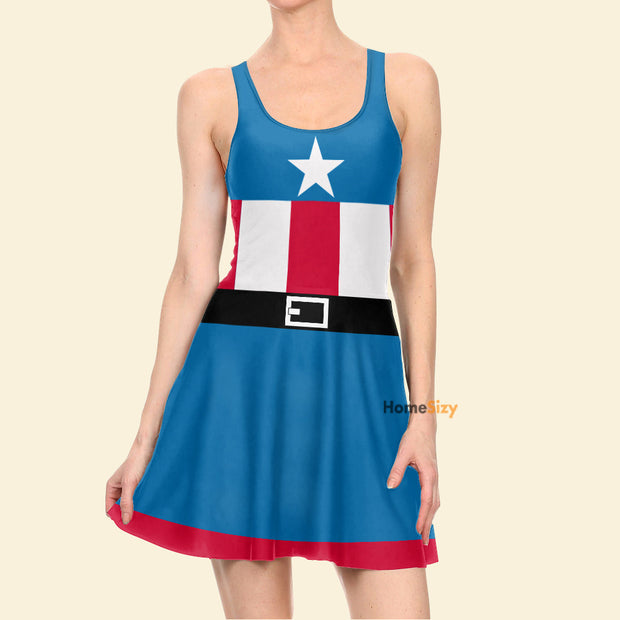 Captain Red White And Blue Cosplay Costume - Skater Dress