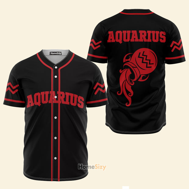 Aquarius Zodiac Black And Red Z04 - Baseball Jersey