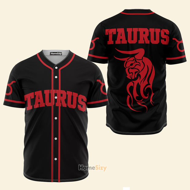 Taurus Zodiac Black And Red Z04 - Baseball Jersey