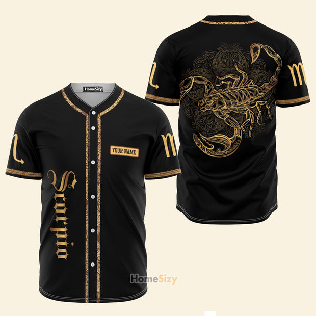 Custom Name Golden Scorpio Zodiac Z05 - Personalized Baseball Jersey