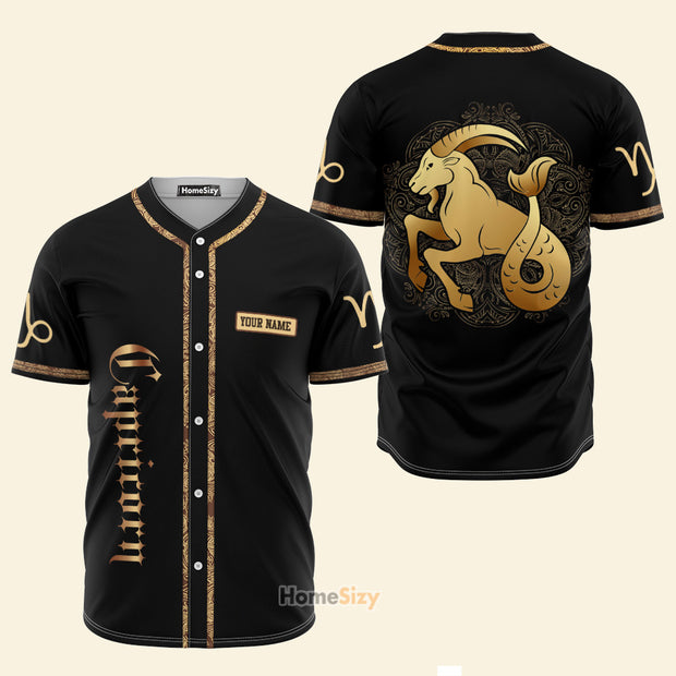 Custom Name Golden Capricorn Zodiac Z05 - Personalized Baseball Jersey
