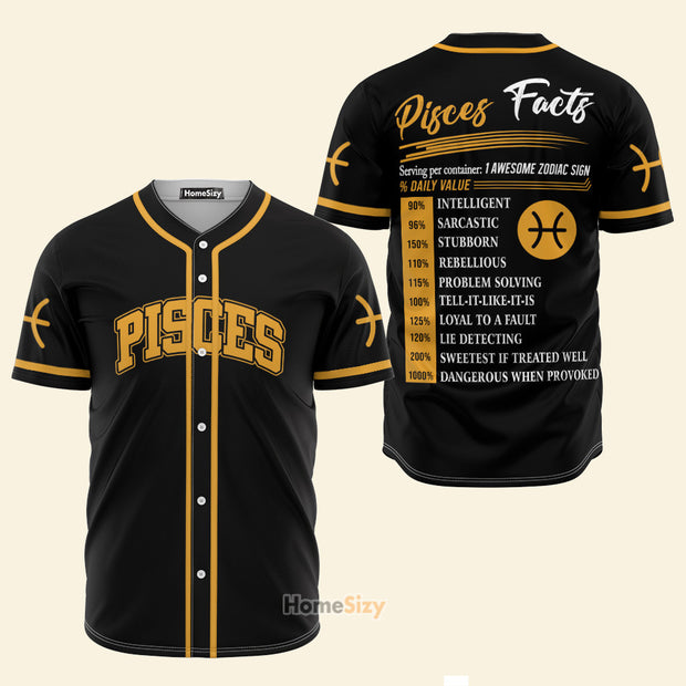 Pisces Awesome Zodiac Facts Z09 - Baseball Jersey