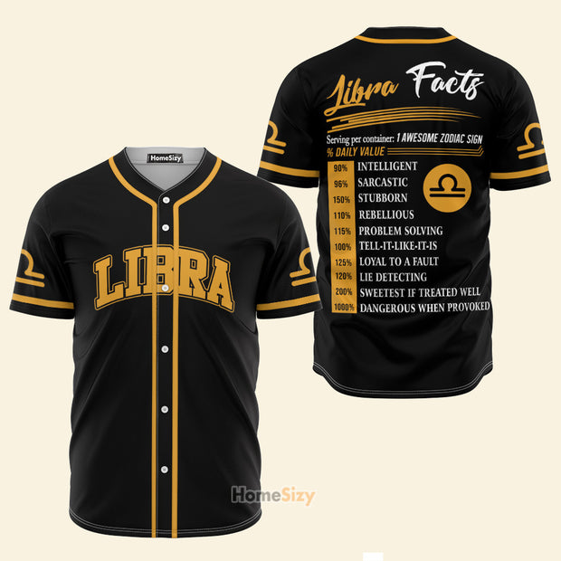Libra Awesome Zodiac Facts Z09 - Baseball Jersey