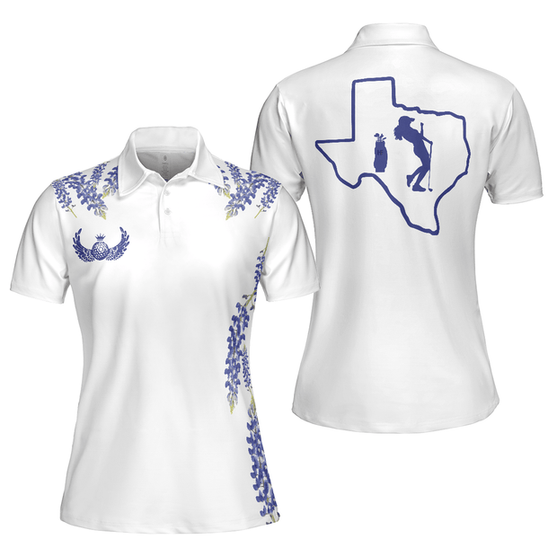 Elegant Bluebonnet Flower For Texas Golfer - Women Polo